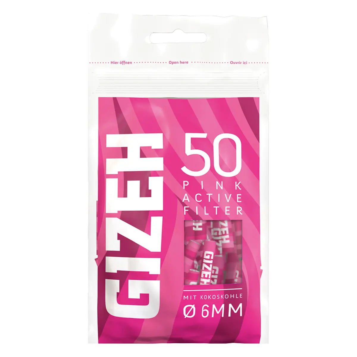 Gizeh Aktivkohlefilter Slim 6 mm Pink