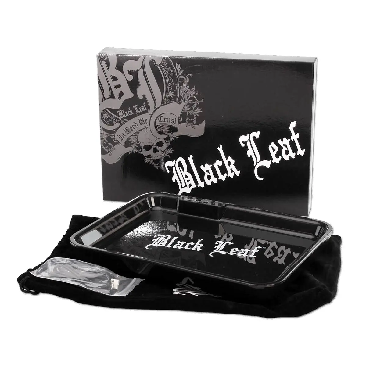 Black Leaf LED Rolling Tray schwarz