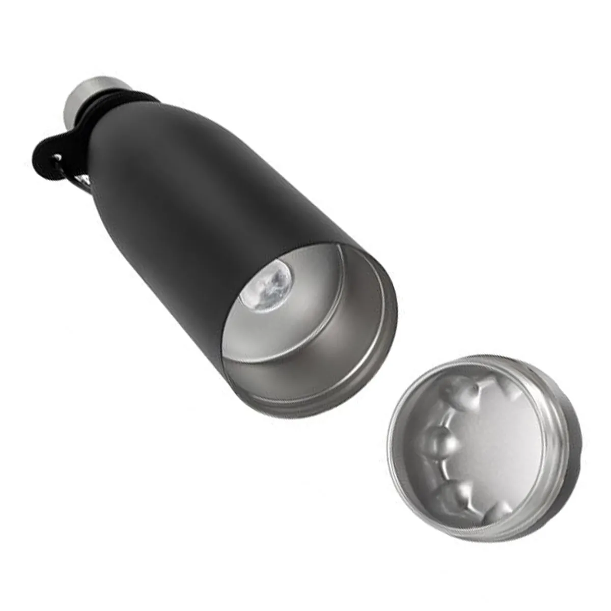 Thermoflasche aus Edelstahl mit Versteckfach - schwarz