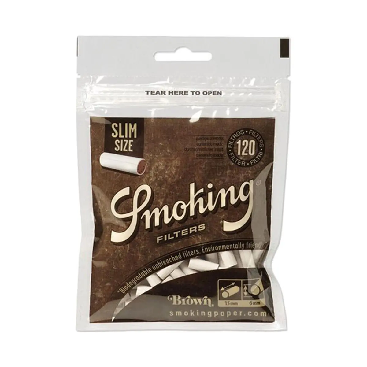 Smoking Zigarettenfilter - Brown Unbleached Slim 120 Stück