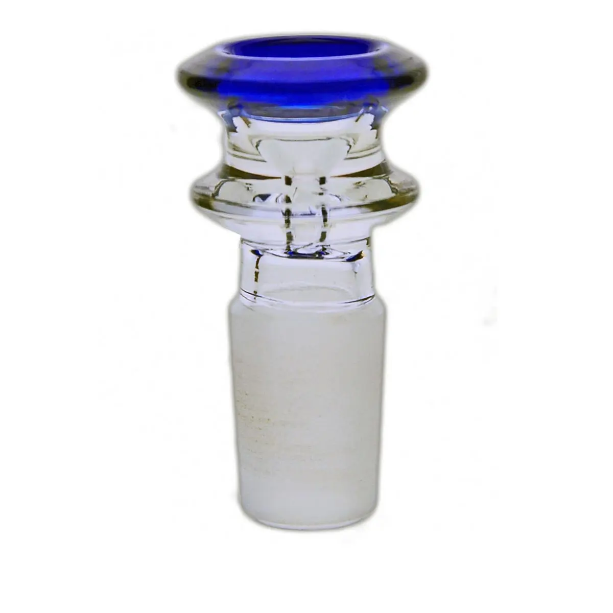 Glaskopf aus extra dickem Glas mit farbigem Rand, 18,8mm - blau