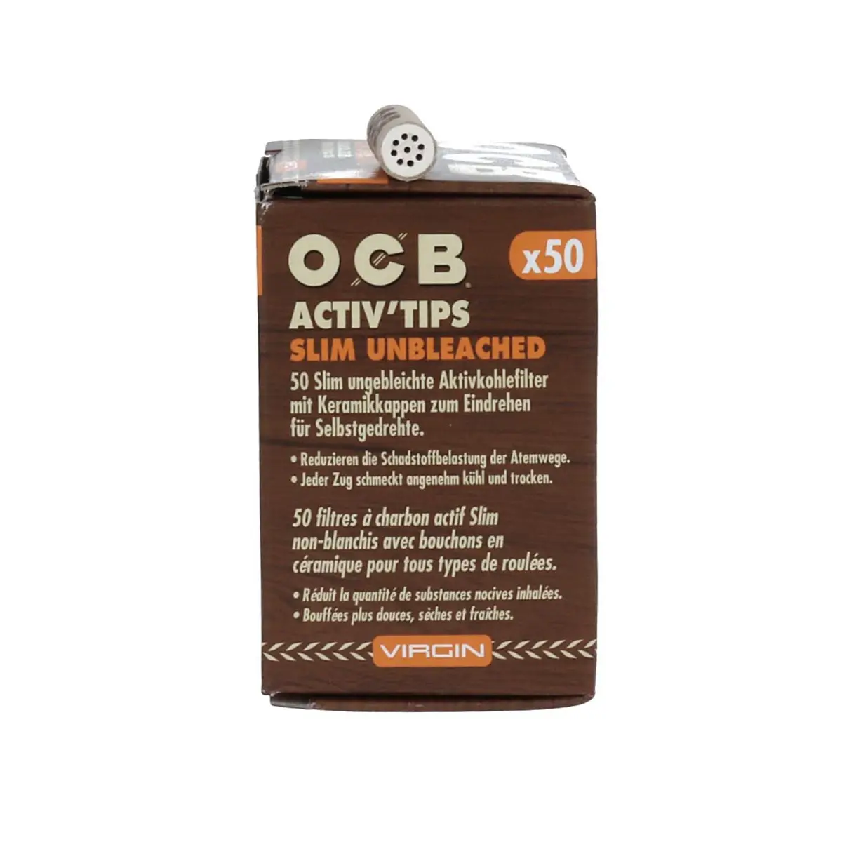 OCB Activ Tips Slim Unbleached 7mm - 50pcs