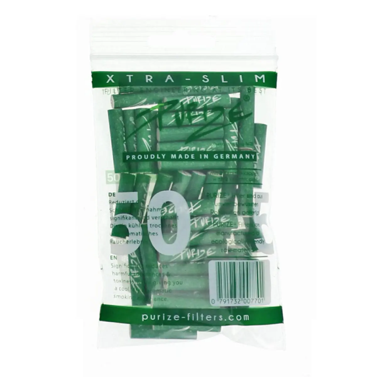 PURIZE® Aktivkohlefilter – XTRA Slim Size Grün 50er