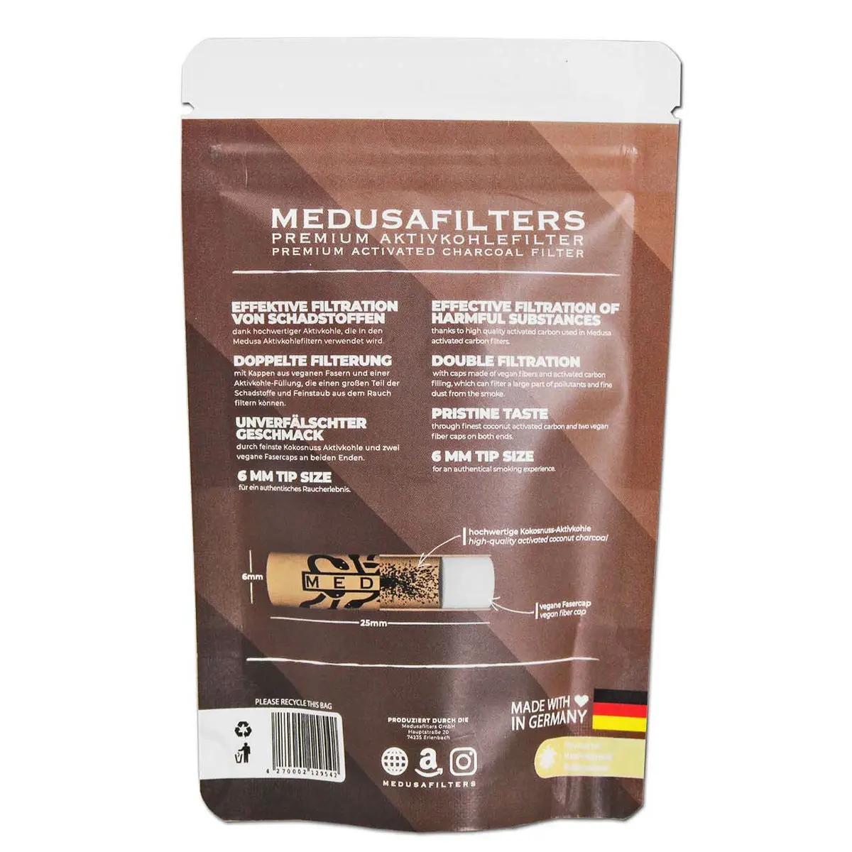 Medusa Aktivkohlefilter 6mm Organic