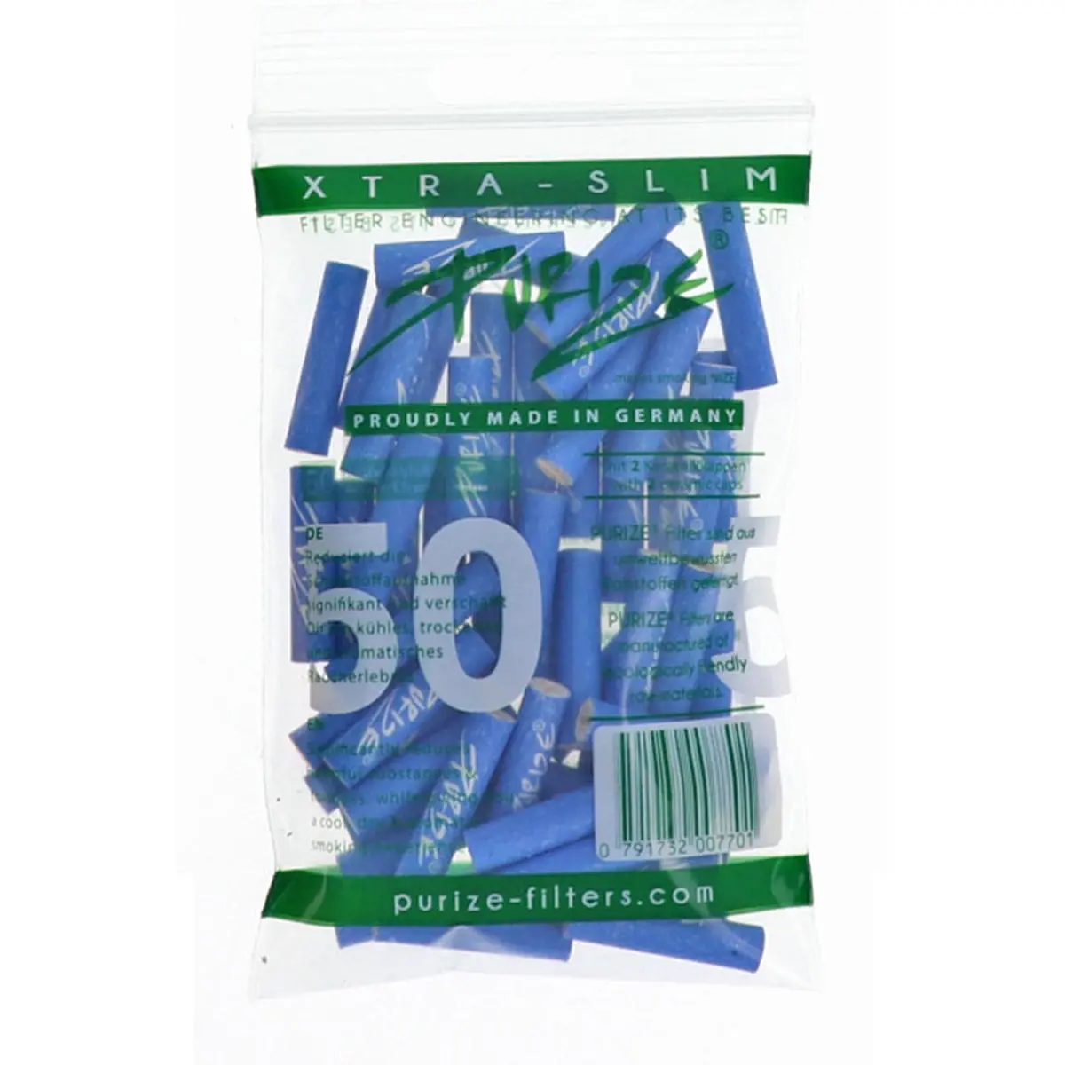 PURIZE® Aktivkohlefilter – XTRA Slim Size Blau 50er