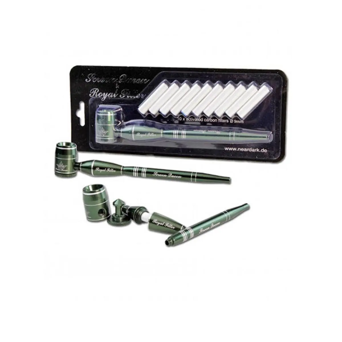 'Screen Queen' Pfeife mit 'Royal Filter' Adapter grün