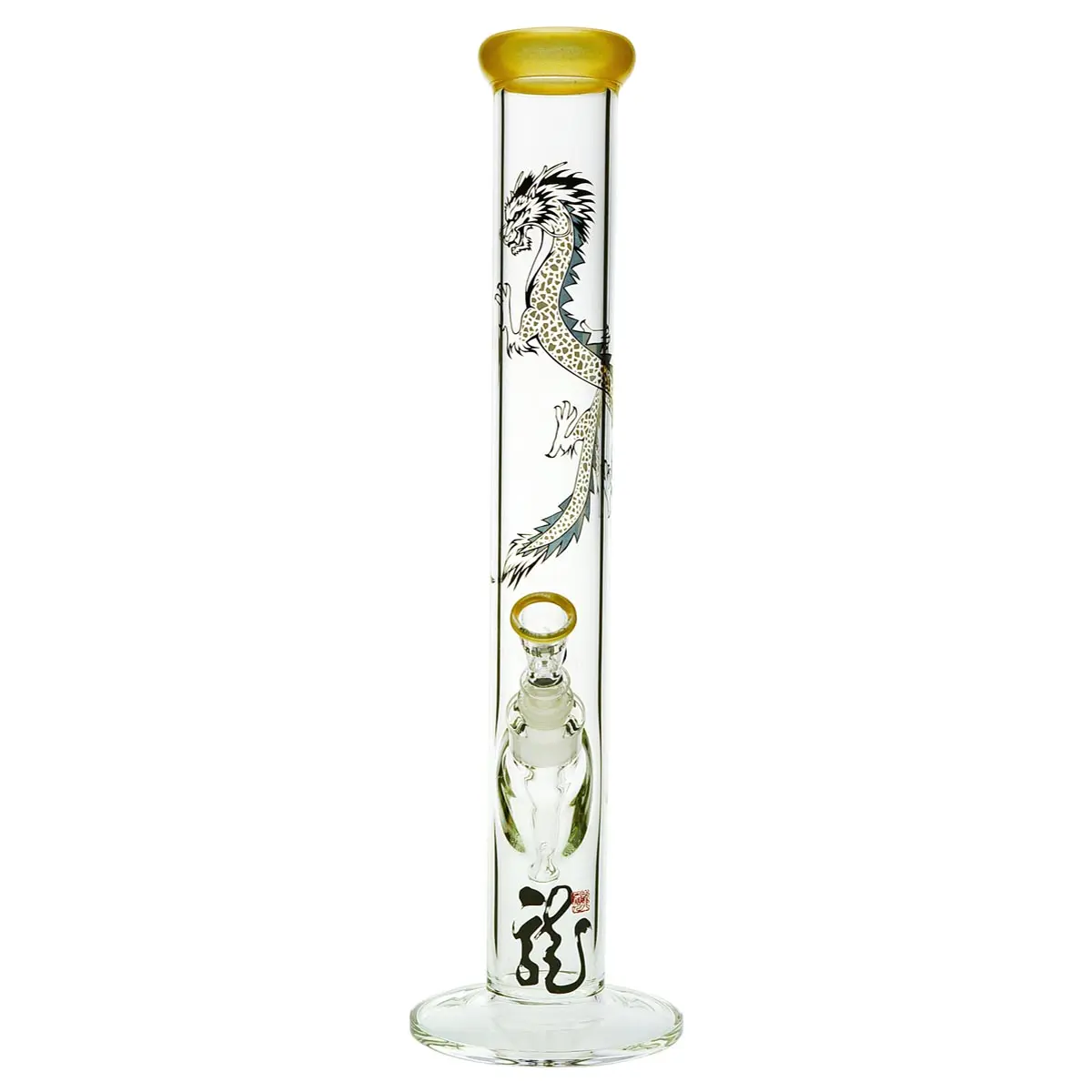 Black Leaf Bong GTI Golden Dragon gerade