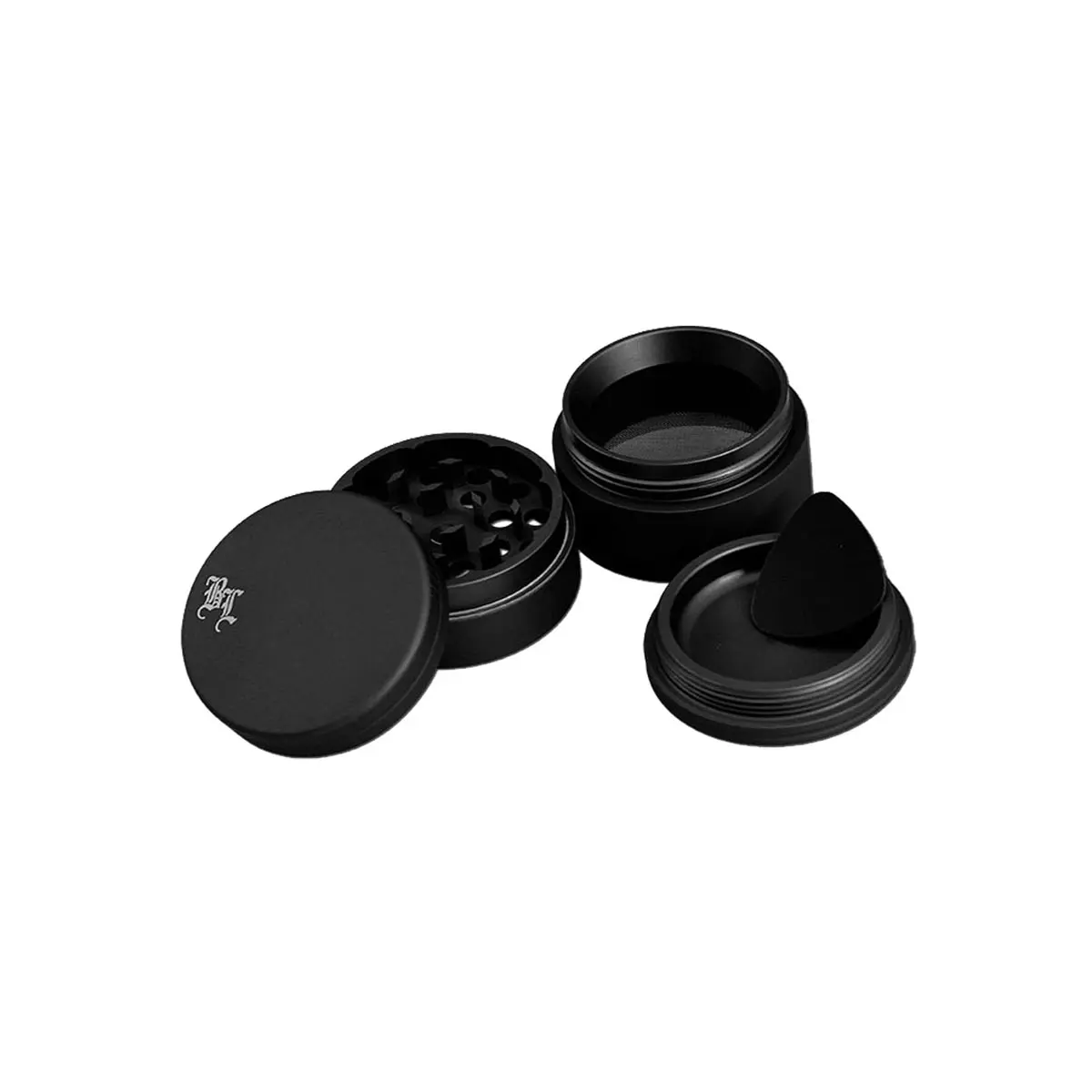 Black Leaf Alugrinder 4-Part matt - schwarz