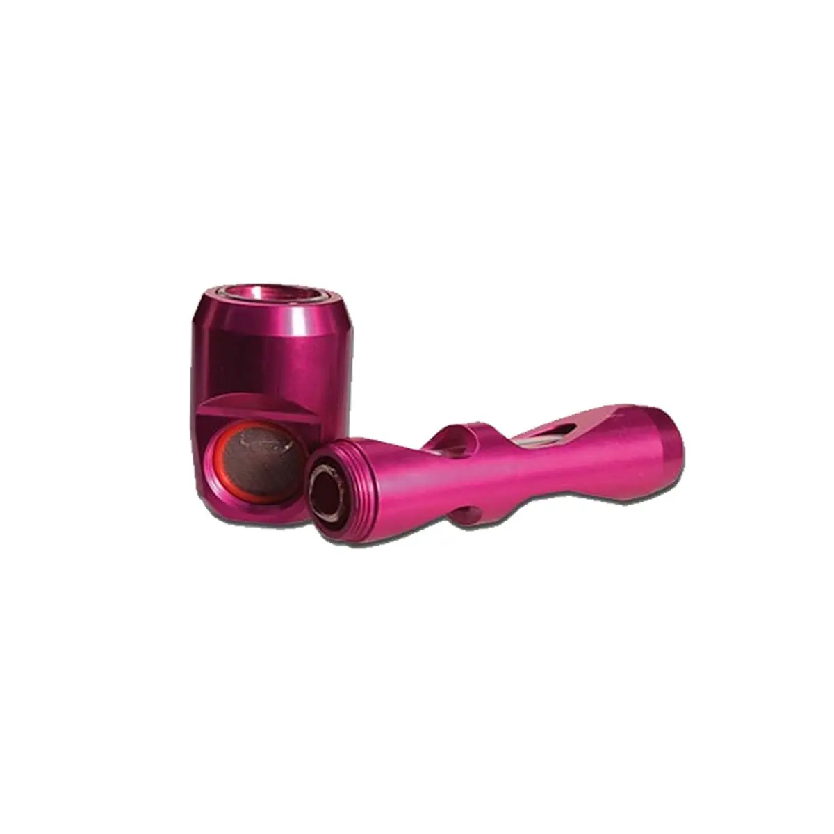 'Hammer Pipe' Metallpfeife mit Glaseinsatz Rot