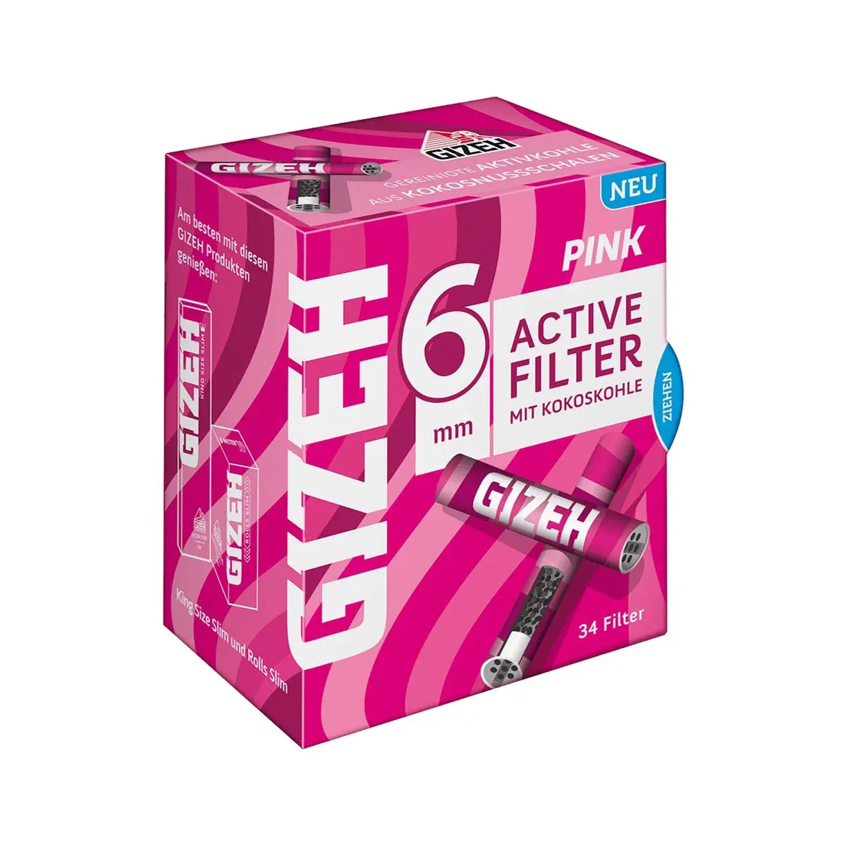 Gizeh ACTIVE Aktivkohlefilter 6mm pink