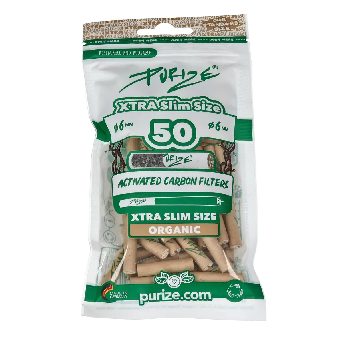 PURIZE® Aktivkohlefilter – XTRA Slim Size Organic 50er