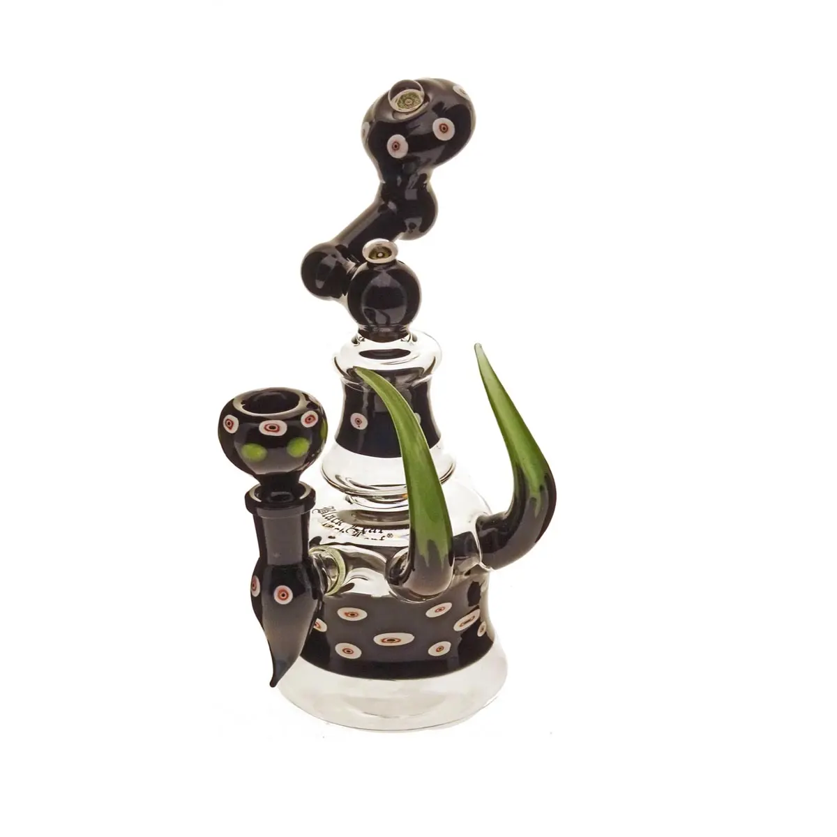 'Black Leaf' Glaspfeife mit H&ouml;rnern 14,5