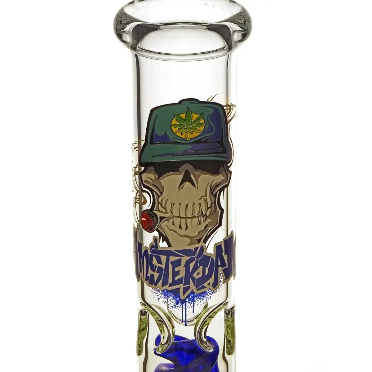 Bong Amsterdam Straight Skull 18.8 42cm Blau