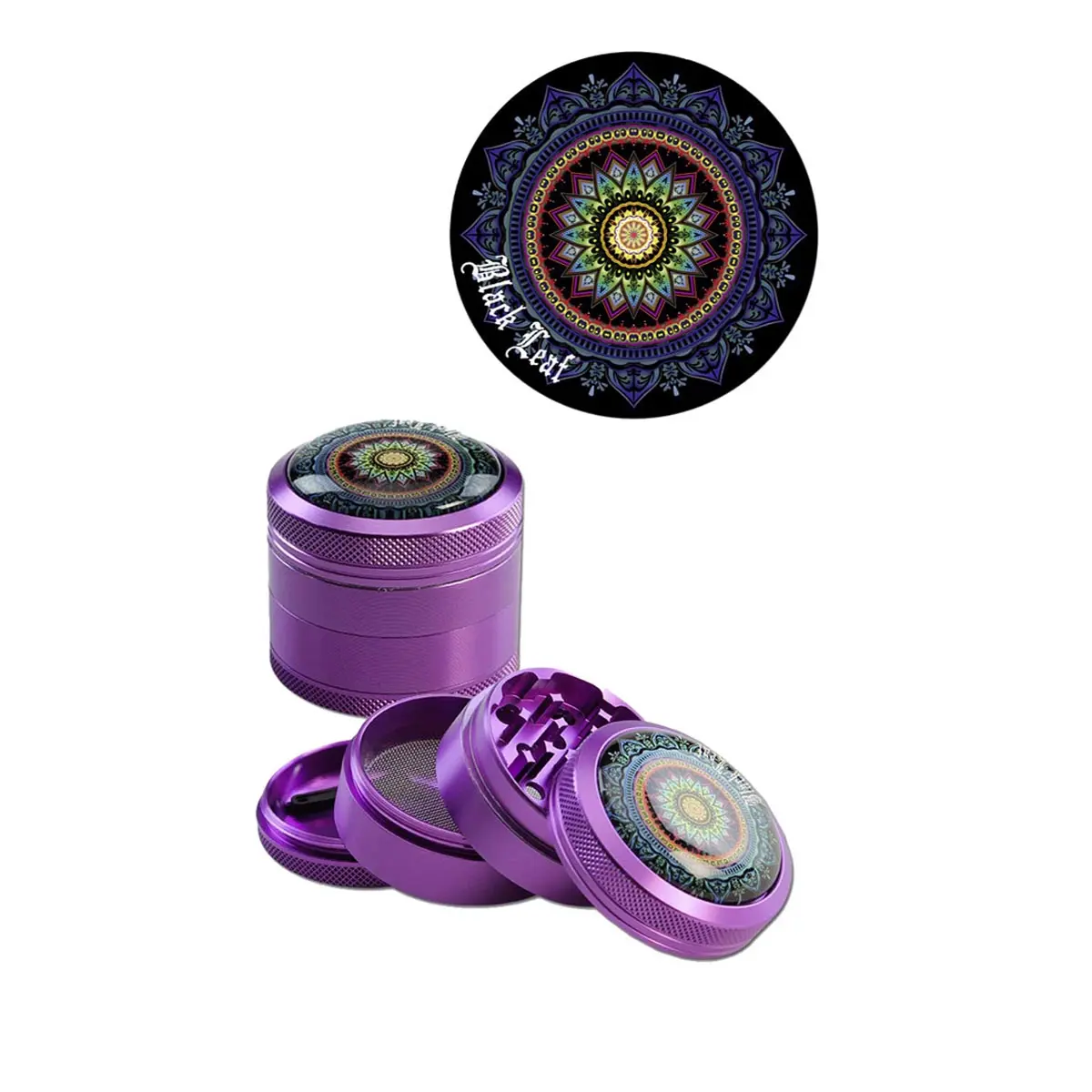 Black Leaf Mandala Grinder 50mm aubergine 