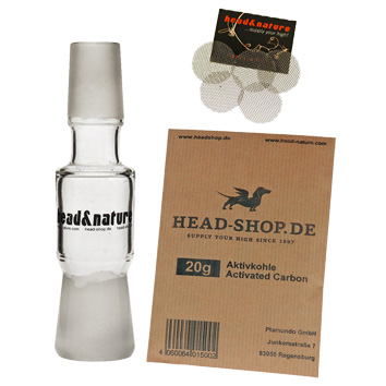 Aktivkohle für Bongs - Adapter und lose Aktivkohle für schadstoffärmeren Rauch