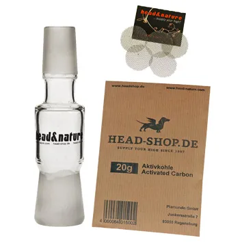 Aktivkohle für Bongs - Adapter und lose Aktivkohle für schadstoffärmeren Rauch