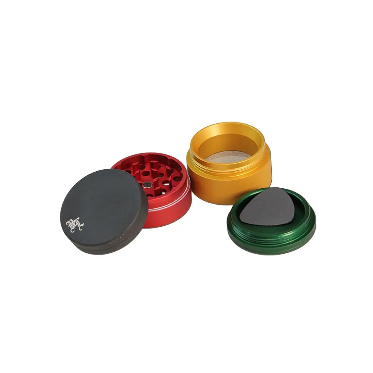 Black Leaf Alugrinder 4-Part matt - rasta