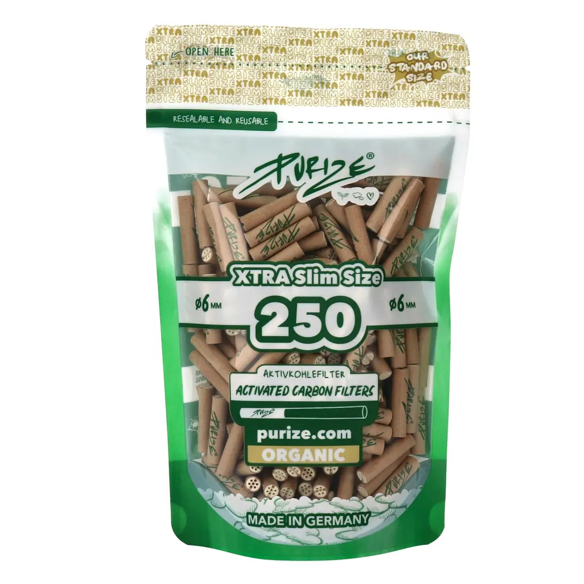 PURIZE® Aktivkohlefilter – XTRA Slim Size 250 organic
