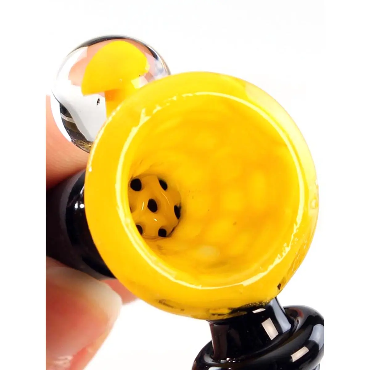 Black Leaf Glaskunstkopf Punkte gelb 14,5