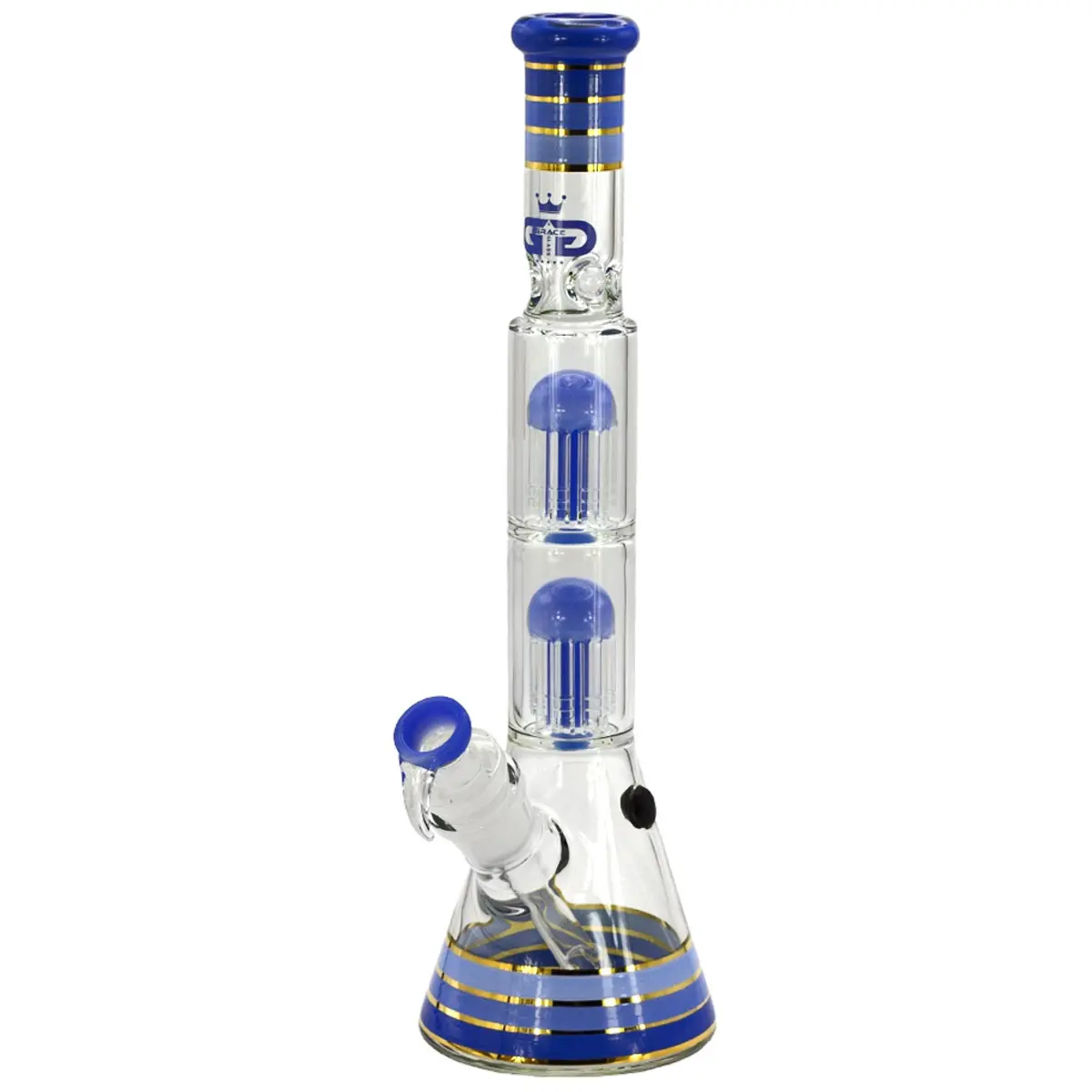 Grace Glass 'Golden Line Blue Beaker' 46cm