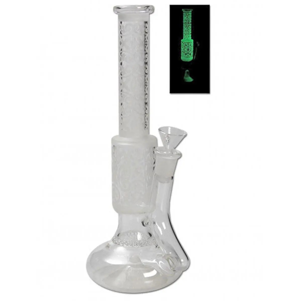 Glow in Dark Glasbong HoneyComb gr&uuml;n
