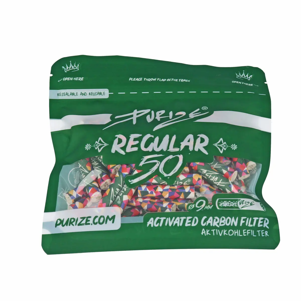 PURIZE® Aktivkohlefilter – Regular Size 50er - bunt