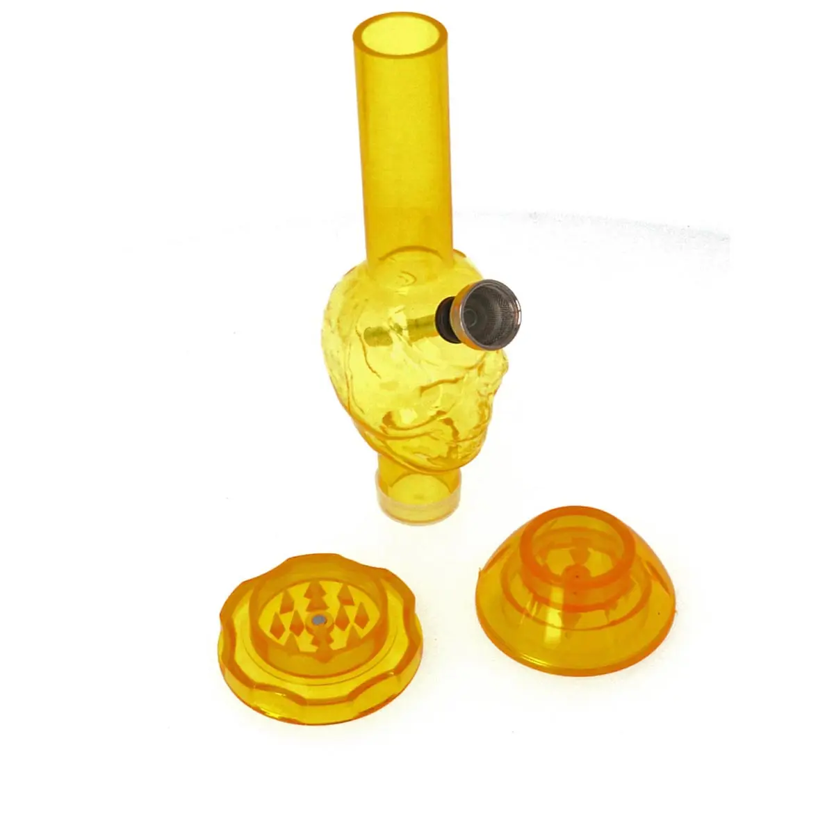Mini Acrylbong mit Grinder 17cm "Skull"