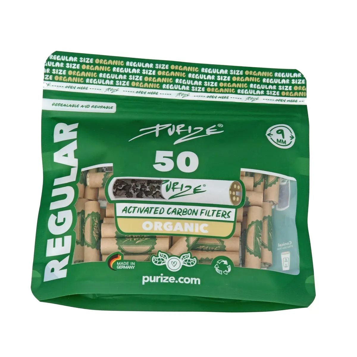 PURIZE® Aktivkohlefilter – Regular Size 50er - weiß