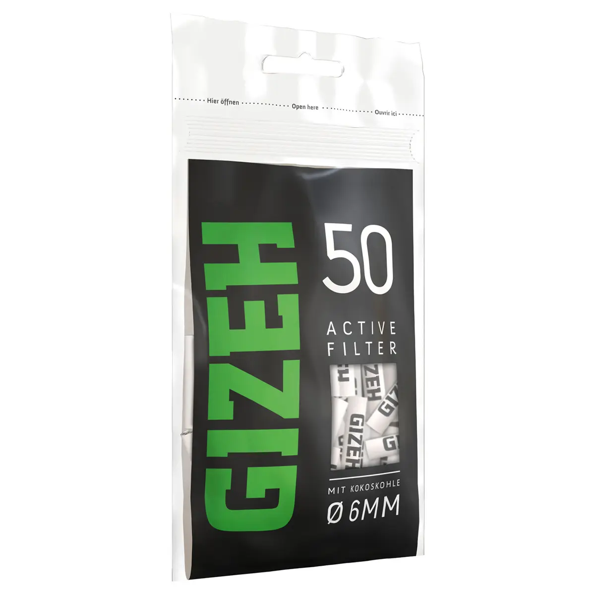Gizeh Aktivkohlefilter Slim 6 mm Black