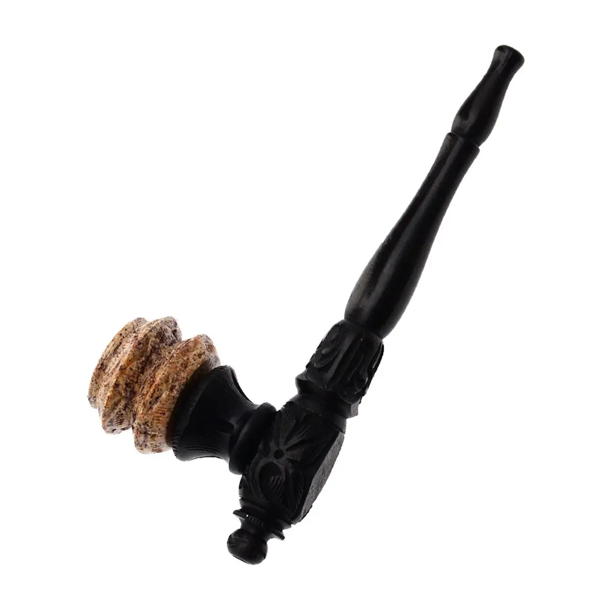 Große Pfeife aus Holz mit Specksteinkopf - 15,5cm