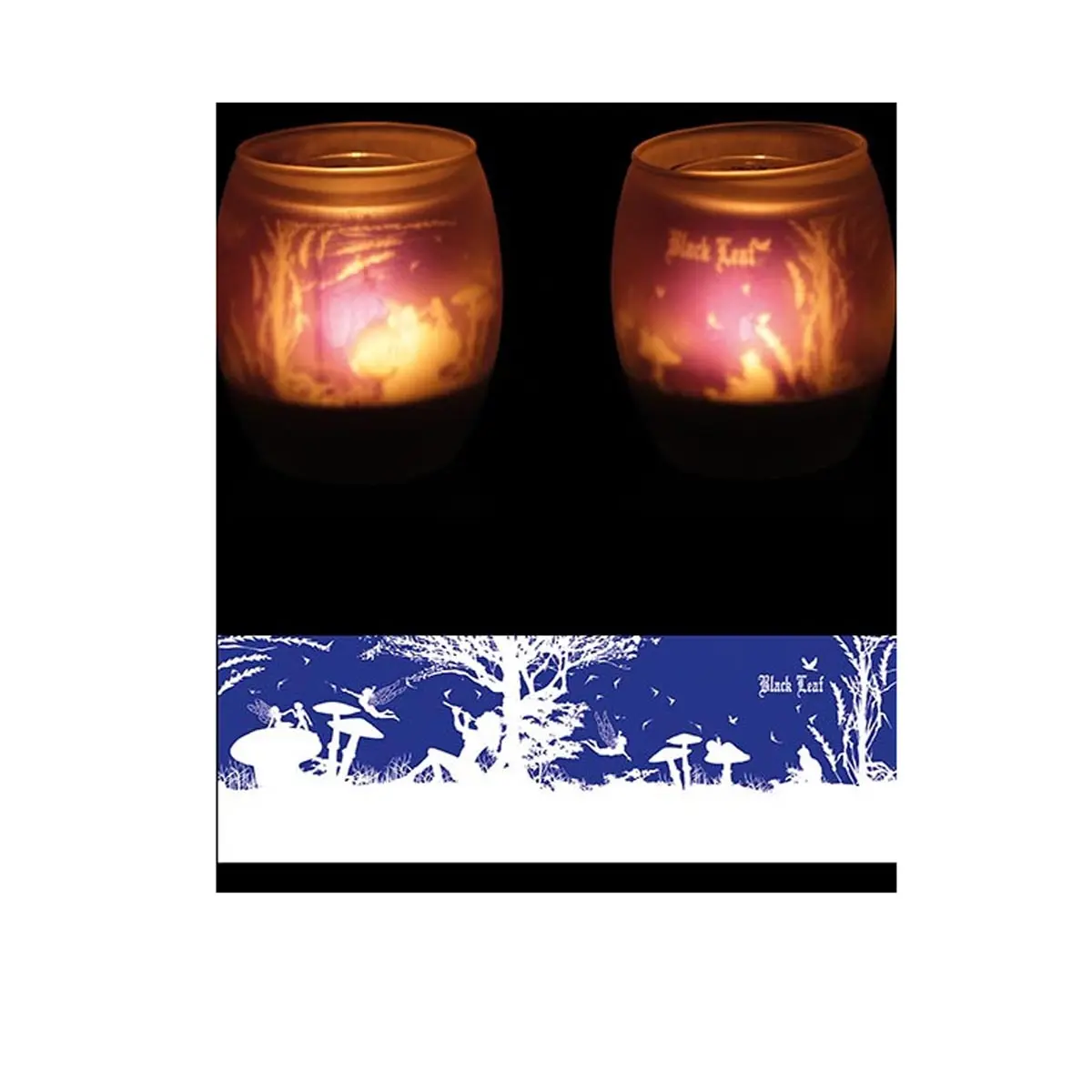 Black Leaf Teelicht Glas 'Fairy'
