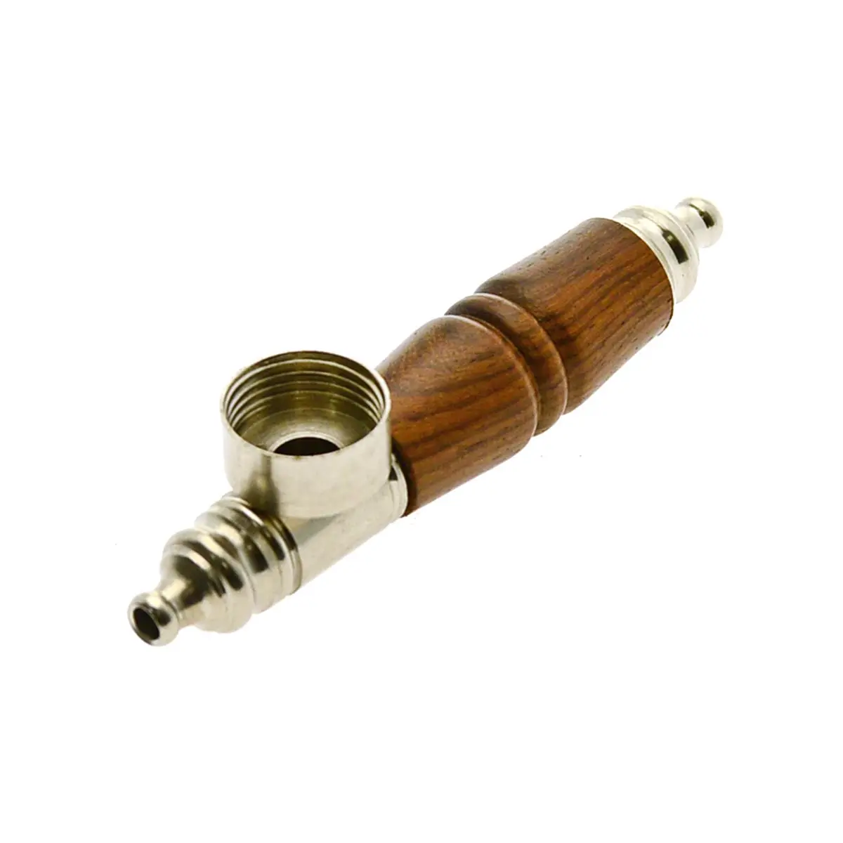 Pfeife mit Holzgriff und Metallköpfchen, mit Kickloch