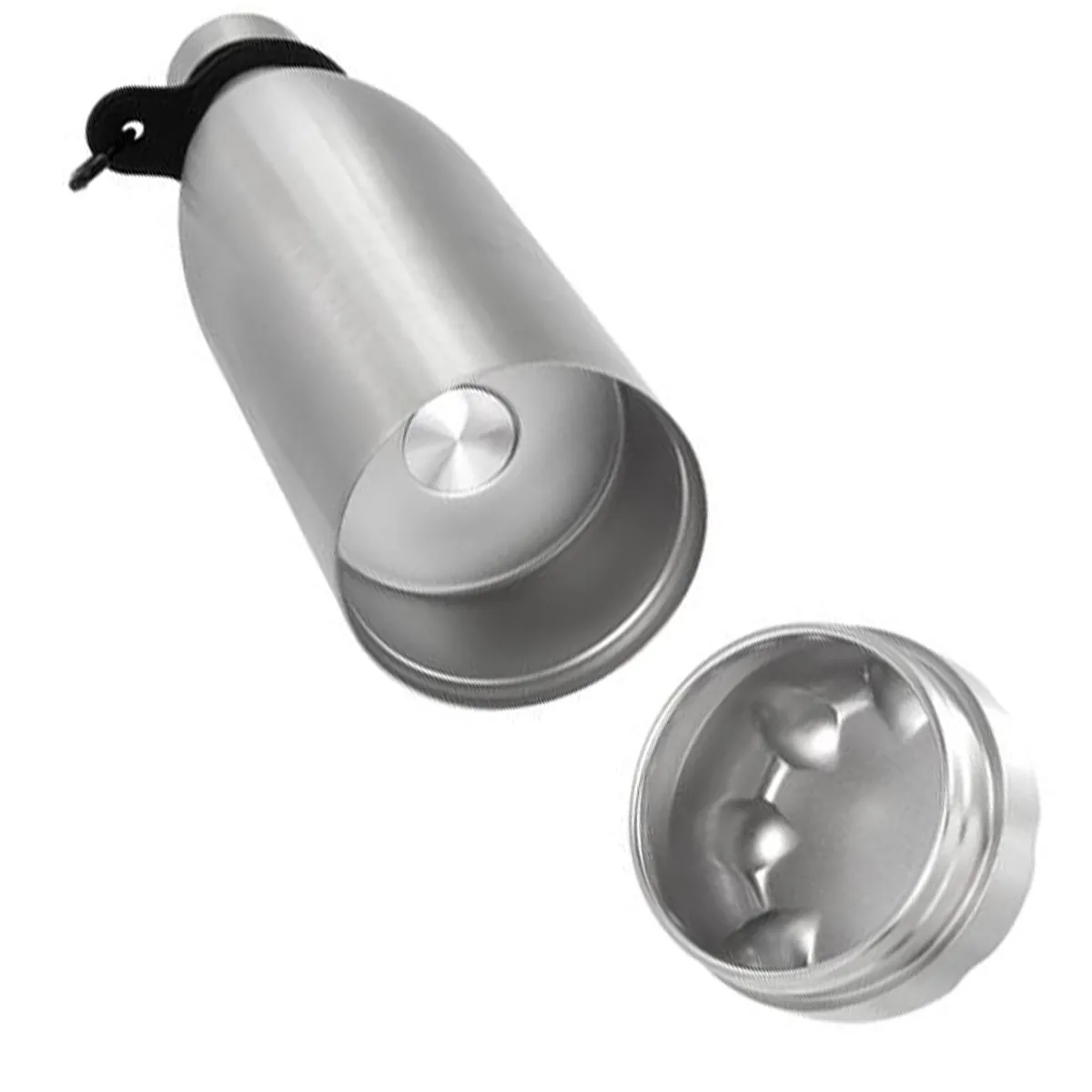 Thermoflasche aus Edelstahl mit Versteckfach - silber