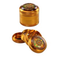 Black Leaf Mandala Grinder 50mm amber