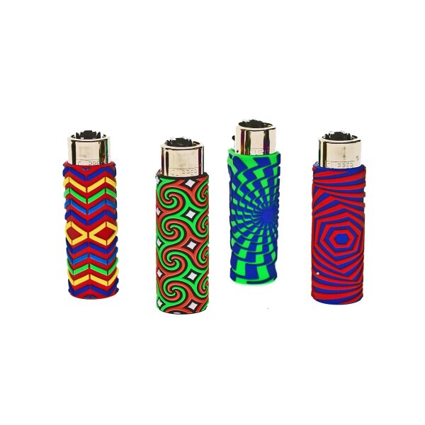 Clipper Feuerzeug mit Hülle aus Silikon - Geometric