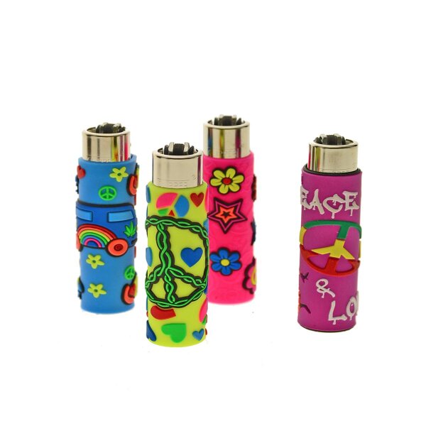 Clipper Feuerzeug mit Hülle aus Silikon - Hippie Design